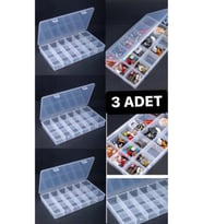 3 Adet 18 Bölmeli Şeffaf Kolye Yüzük Takı Kutusu Dişçi Ürünler Organizer Düzenleyici Kutu