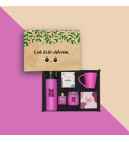 Özel Günler İçin Dekoratif Ahşap Kutuda Premium Hediye Seti & Suluk, Kupa, Kahve ve Mum, Oda Kokusu, (Model 7)