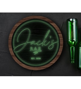 BK Gift Kişiye Özel Led Işıklı Yuvarlak Bar Tabelası, Işıklı Tabela, Bar Dekorasyonu, Duvar Dekoru, Home Bar Tabela-2