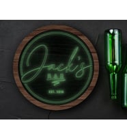 BK Gift Kişiye Özel Led Işıklı Yuvarlak Bar Tabelası, Işıklı Tabela, Bar Dekorasyonu, Duvar Dekoru, Home Bar Tabela-2