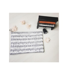 Kadın Beyaz Nota Clutch Çanta (Siyah-Siyah)