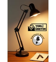 Açılabilir Metal Masa Lambası, 360° Hareketli ve Siyah Tasarım (Krem)