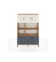 Arges Dolap 8 Raflı 4 Çekmeceli 3 Kapaklı 132x30x195 Çam-Aytaşı/Antrasit