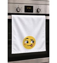Valerine Life El Kurulama Havlusu 30x50cm Mutfak, Fırın için Pamuklu Emici Şakacı Yüz
