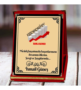 Ekonomist Baskılı Plaket (2. Tasarım)  Kişiye Özel (Kırmızı)