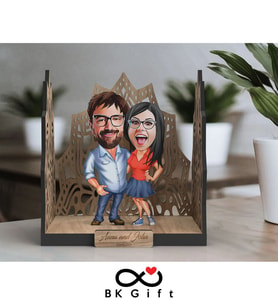 BK Gift Kişiye Özel 3D Ahşap Karikatürlü Çift/Sevgili Bahçe Biblosu, Sevgililer Günü Hediyesi, Doğum Günü Hediyesi, Yıl Dönümü Hediyesi-3