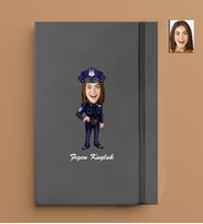 Kişiye Özel Kadın Polis Model 13x21 Gri Defter-21