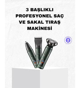Şarjlı ve Kablosuz 3 Başlıklı Profesyonel Bakım Seti - Saç, Sakal, Burun ve Kulak Düzeltici
