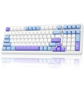 F99 3 Modlu RGB Hot Swap Mekanik Linear GrayWood V3 Switch Kablosuz Makrolu Klavye Lila