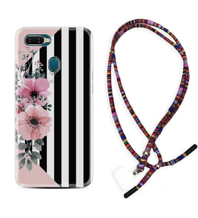 Oppo A5S A15 A16 A54 A55 A73 A74 Kılıf Boyun Asklı Rasta Silikon Flowers 4 1390