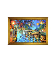 Manzara Temalı Kanvas Tablo 80 x 110 cm Gold Çerçeve