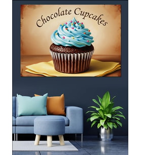 Çikolatalı Cupcake Tatlı Görseli Dekoratif Kanvas - Mdf Ahşap Tablo