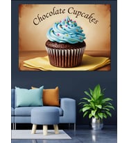 Çikolatalı Cupcake Tatlı Görseli Dekoratif Kanvas - Mdf Ahşap Tablo