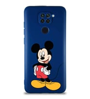 Xiaomi Redmi Note 9 Soft Premier Kapak Mickey Mouse-E Tasarımlı Silikon Kılıf - Lacivert (Şeffaf)