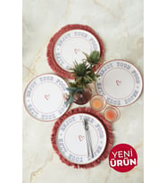 Keramika Enjoy Your Food Nordic Servis Tabağı 28 cm 4 Adet 22973 (Çok Renkli)