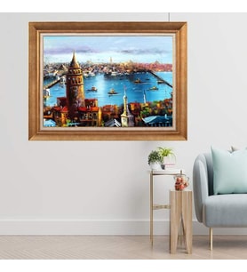 Altın Varaklı  Çerçeveli Paspartulu Tablo nd1378 (Gold)