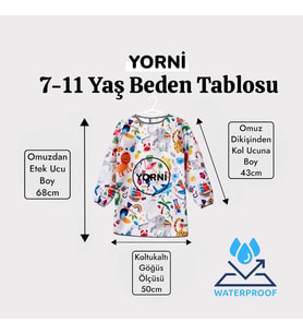 Jungle Çocuk Aktivite Önlüğü Uzun Kollu Sıvı Geçirmez 7-10 Yaş