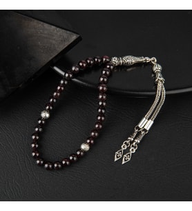 Bordo Granat Lal Doğal Taş Tesbih 33lük - 6mm (Çok Renkli)