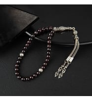 Bordo Granat Lal Doğal Taş Tesbih 33lük - 6mm (Çok Renkli)