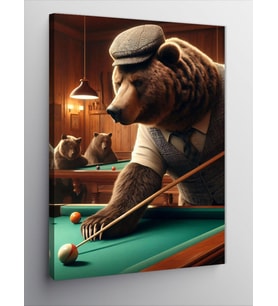 Kanvas Tablo Bilardo Oynayan Ayı