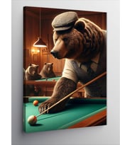 Kanvas Tablo Bilardo Oynayan Ayı