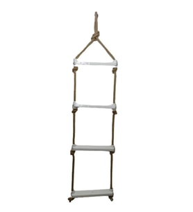 Hobi Store Kendir Halat 4 Basamaklı Merdiven (Beyaz)