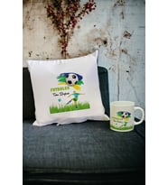 Futbolcu Kupa Bardak ve Yastık Set (Beyaz)