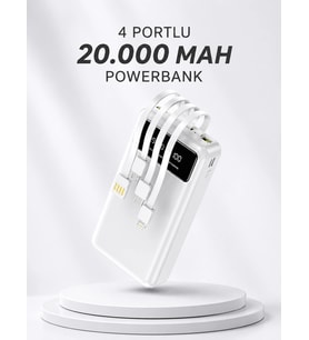Powerbank Şarj Cihazı 4 Çıkışlı 20.000 Mah Powerbank Kompakt Yüksek Kapasiteli Hızlı Şarj