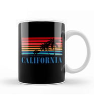California Blue Surfers Sunset Stripes Kupa Bardak Porselen