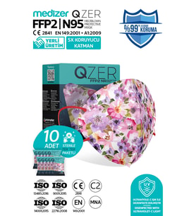 Qzer April Desenli FFP2 Maske N95 Maske 10 Adet