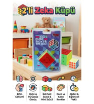 2'li Zeka Küpü Seti - Standart 3x3x3 & Mini 3x3x3 - Hızlı Dönen Etiketsiz Eğitici Akıl Oyuncağı