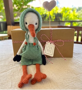 Tığ İşi Leylek Peluş: El Yapımı Pamuklu Amigurumi - Uyku Arkadaşı