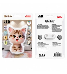 10 ADET KEDİ LEDLİ GECE LAMBASI GC-19 (5343)