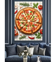 Baharatlı Ve Taze İtalyan Pizzası Dekoratif Kanvas - Mdf Ahşap Tablo