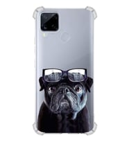 PrintiFy Oppo Realme C15 Uyumlu Köpek 3 Baskılı Şeffaf Köşe Korumalı Antişok Kılıf