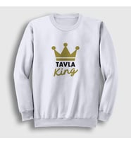 Presmono Unisex Beyaz Backgammon King Tavla Kralı Oyun V2 Sweatshirt 416681tt (Beyaz)