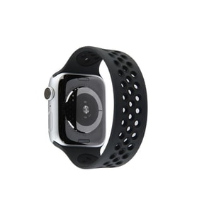 Apple Watch 42mm Ayarlı Delikli Silikon Kordon - Siyah-Siyah