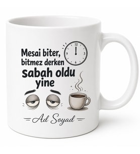 Mesai Mağduru Esprili Kupa Bardak Çok Çalışanlara Özel Hediye Çay Kupası