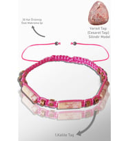 Sertifikalı Gerçek Hematit - Pembe Varisit Taşı Bileklik - Ayarlamalı (Çok Renkli)
