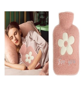 SICAK SU TORBASI PELUŞ PAPATYA DESENLİ PEMBE  21x13,5x2cm 500 ml