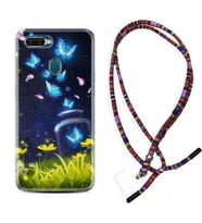 Oppo A5S A15 A16 A54 A55 A73 A74 Kılıf Boyun Asklı Rasta Silikon Neon Butterflys 1309