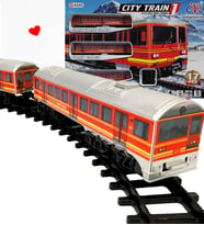 Işıklı ve Ses Efektli 17 Parça Oyuncak Tren Seti  Pilli ve Motorlu Çocuğa Hediye (Kırmızı)