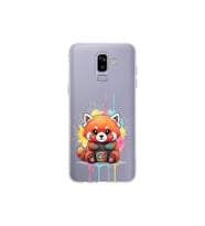Samsung Galaxy J8 ile Uyumlu Splash Tilki Tasarımlı Şeffaf Silikon Kılıf