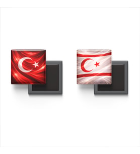 Buzdolap Magnetleri - Kuzey Kıbrıs Bayrağı ve Türk Bayrağı - 2'li Set Magneti