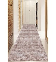 Dijital Baskılı Kaymaz Taban Yıkanabilir Modern Yolluk Ve Koridor Halısı NDU-HT-567 (Kahverengi)