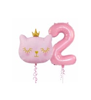 Sevimli Kedi Pembe Balon Set