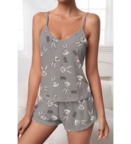 Berry Askılı Şort Pijama Takımı (Gri)