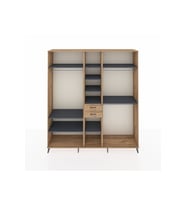 Hyperion Dolap 10 Raflı 2 Çekmeceli 3 Askılı 220x44x243 Çam-Antrasit/Çam