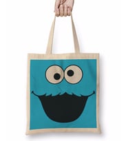 Cookie Monster Kurabiye Canavarı Bez Çanta Uzun Saplı