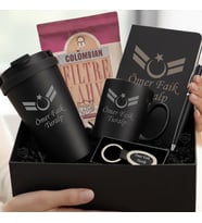 İsme Özel Premium Tasarım Erkek Kadın Hediye Seti - Çelik Termos Bardak, Defter, Kalem, Anahtarlık, Filtre Kahve, Kupa Bardak